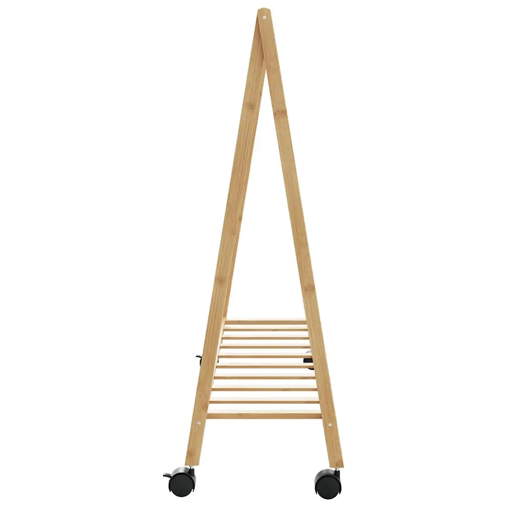 Appendiabiti con Ripiani e Ruote 106x34x106,5 cm in Bambù 4008903