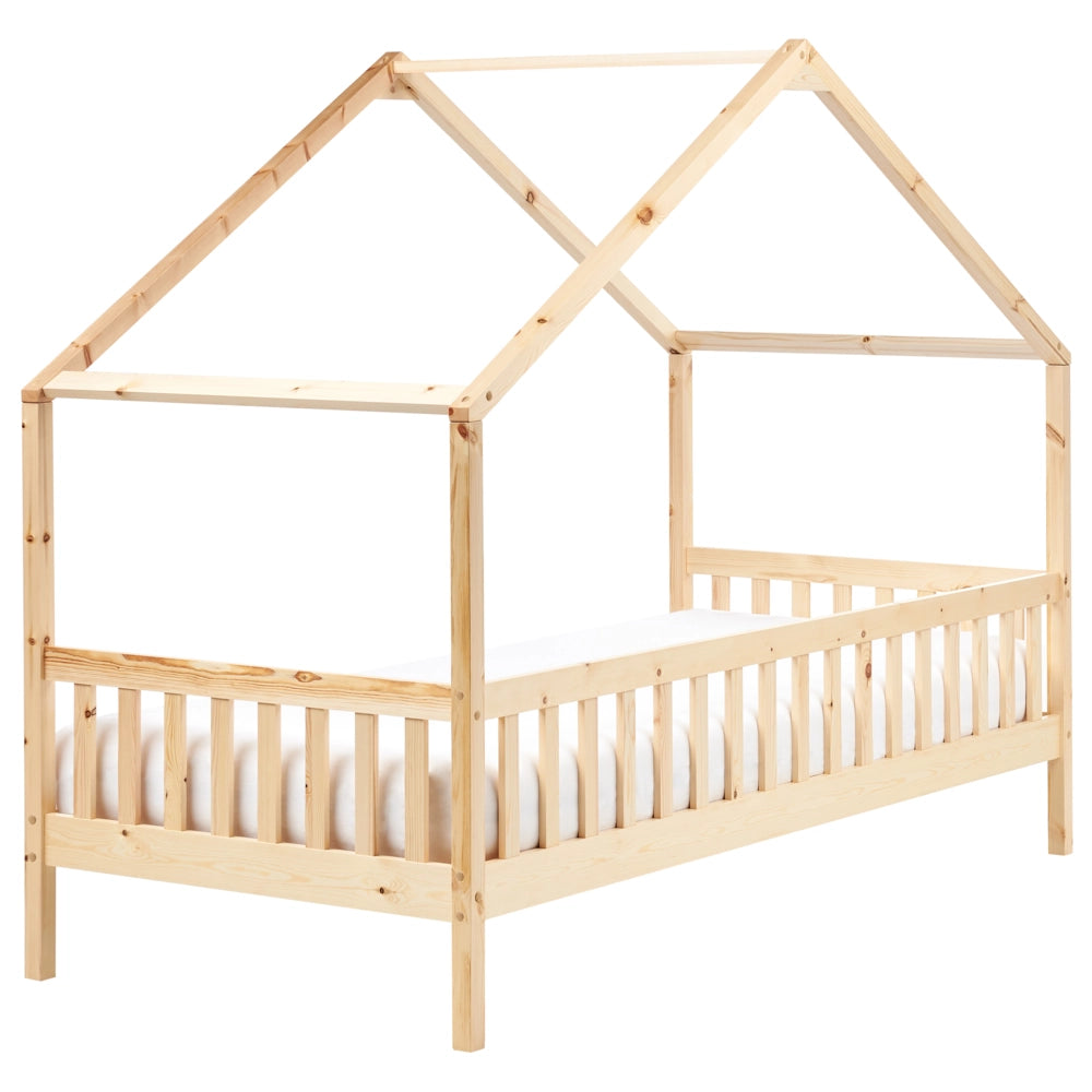 Letto a forma di casa per bambini Legno di pino chiaro UE Struttura letto singolo con doghe
