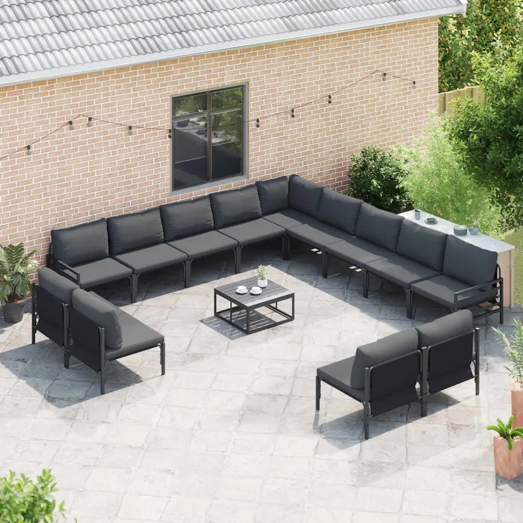 vidaXL Set Divano da Giardino 14 pcs Antracite Acciaio