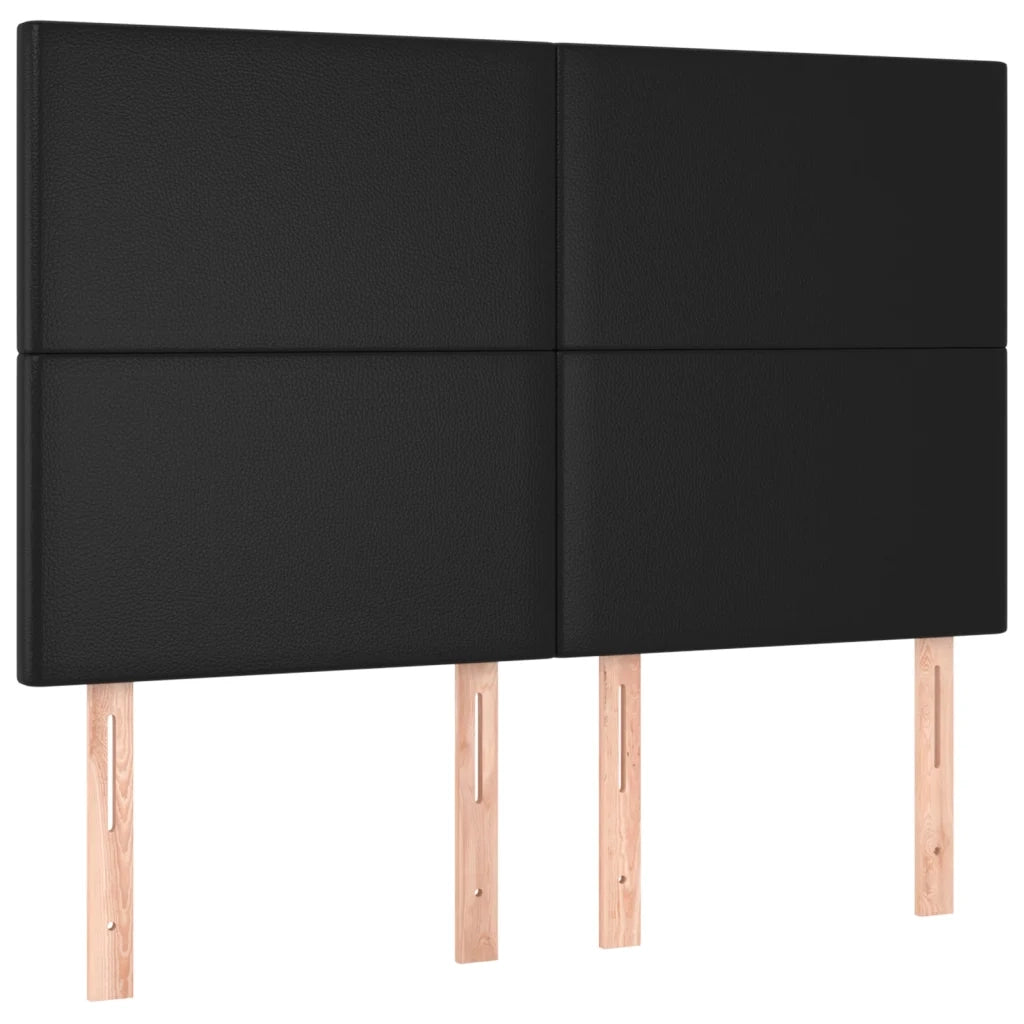 Testiera a LED Nera 144x5x118/128 cm in Similpelle 3122234