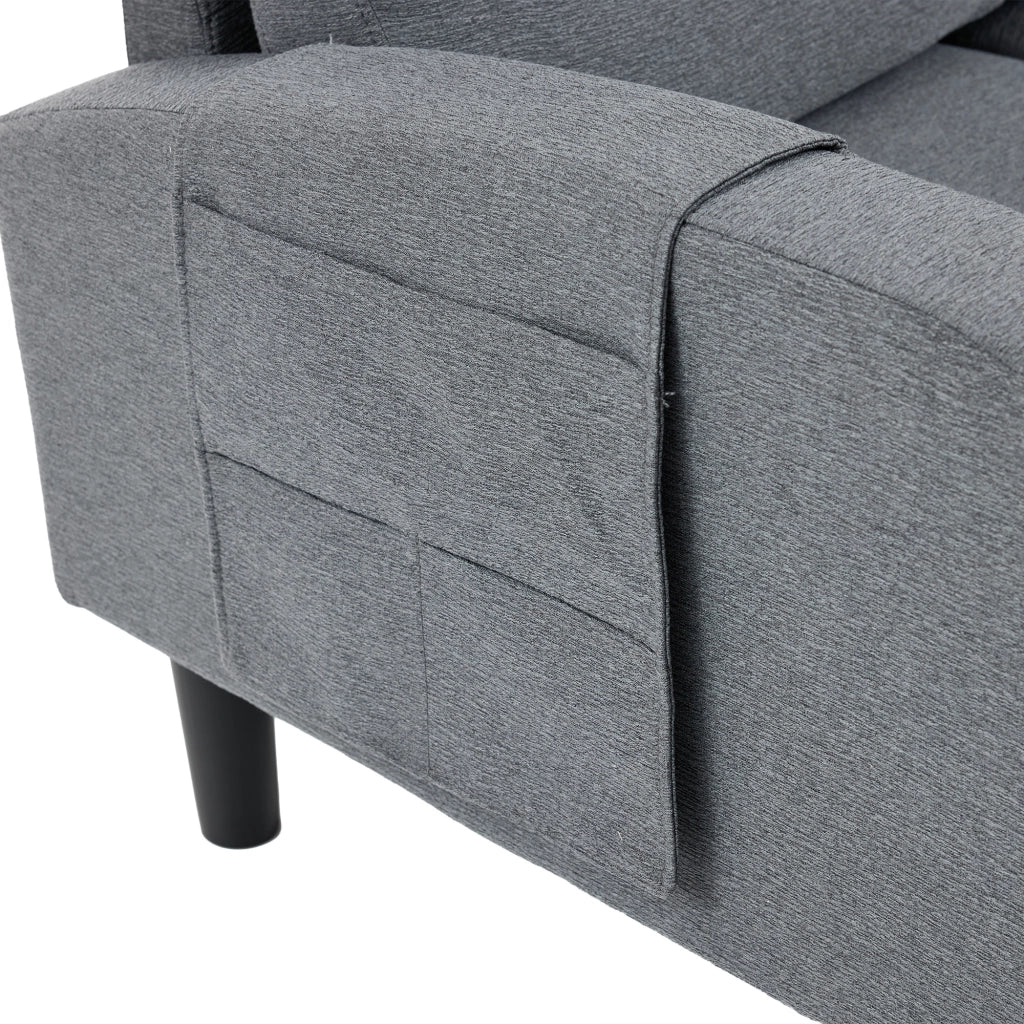 Divano ad angolo, divano a L a 3 posti, con poggiapiedi, 204x136x80 cm, grigio
