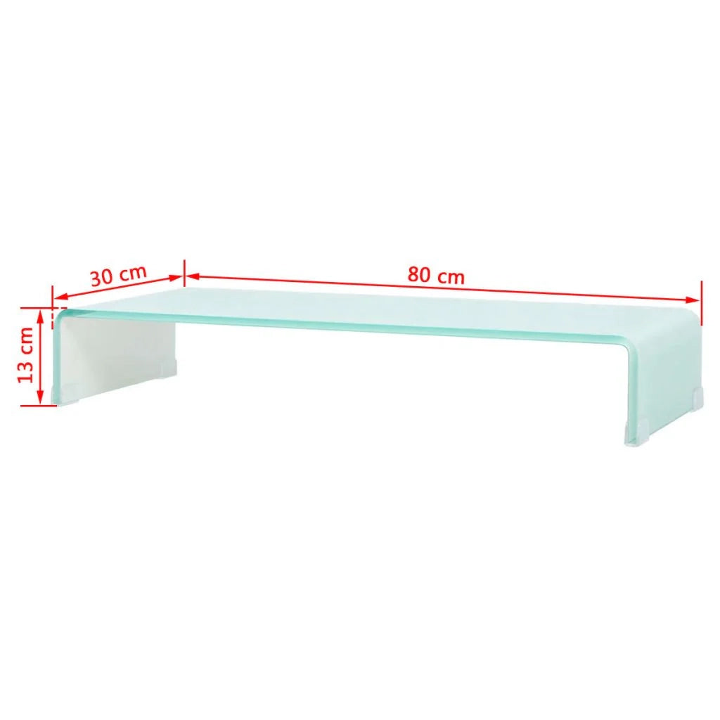 Pratico supporto TV/buffet/supporto per monitor di design per TV in vetro bianco da 80 cm 2502231