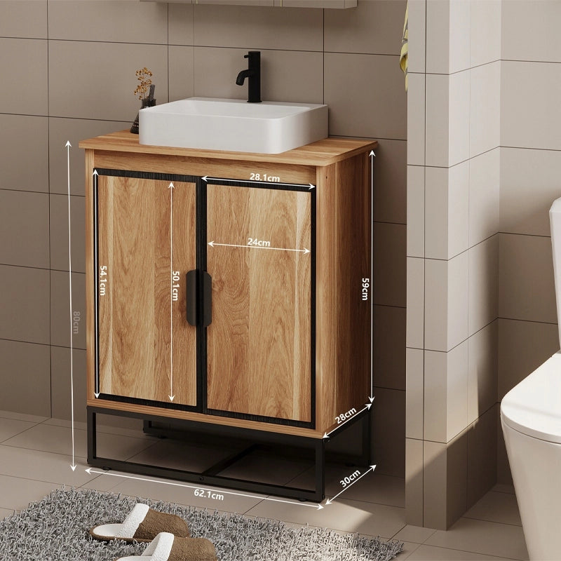 Mobile bagno in stile loft con due ante, ripiano da 80 cm e mensola