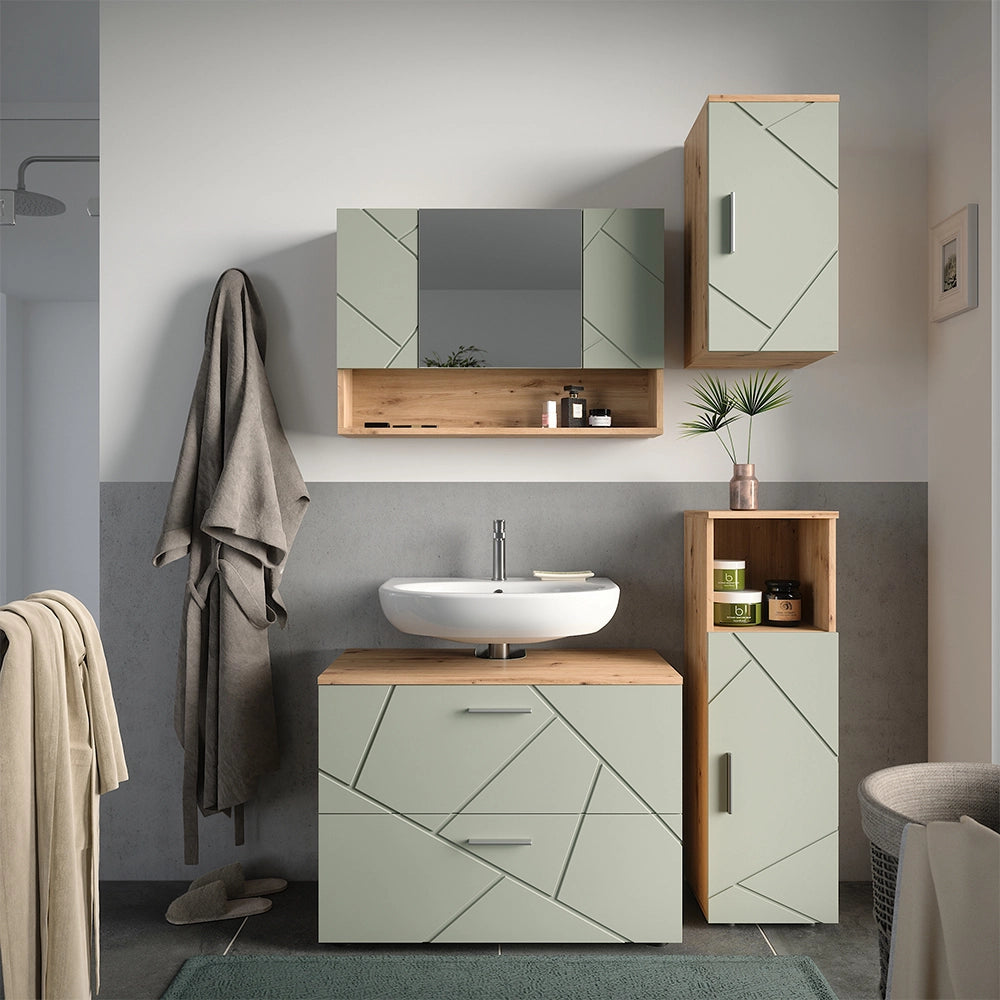 Vicco Set di mobili da bagno Verde salvia 4 parti