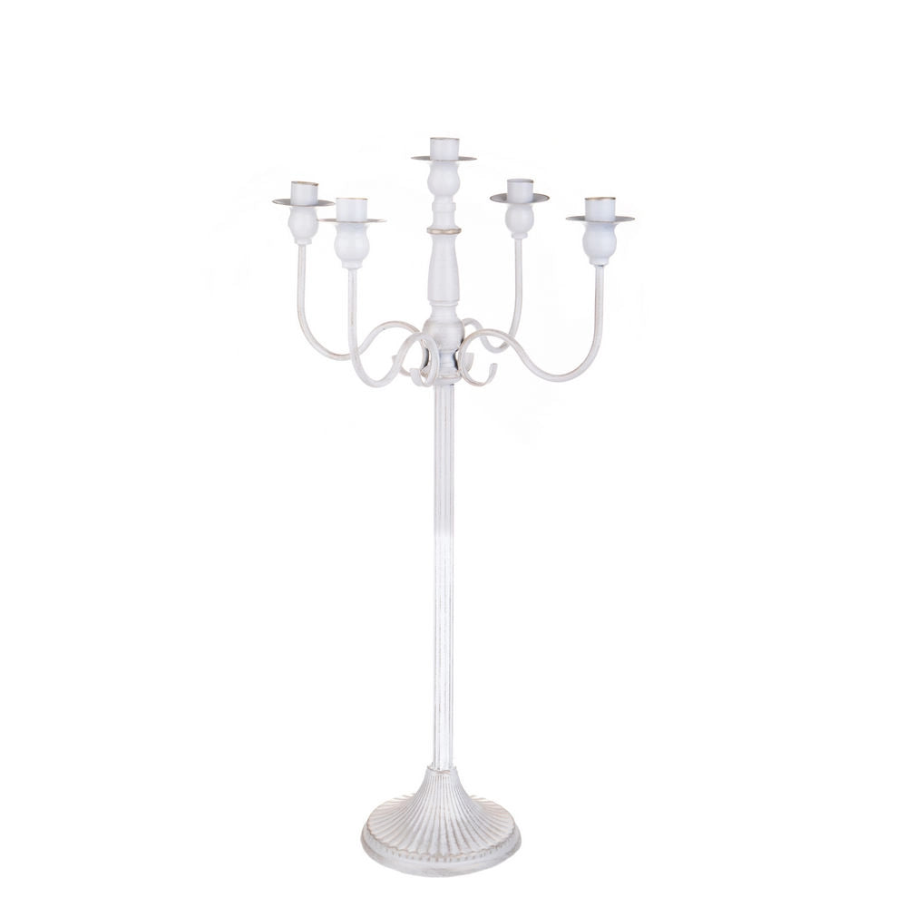 Candeliere a 5 Bracci Bianco Antico 75 cm