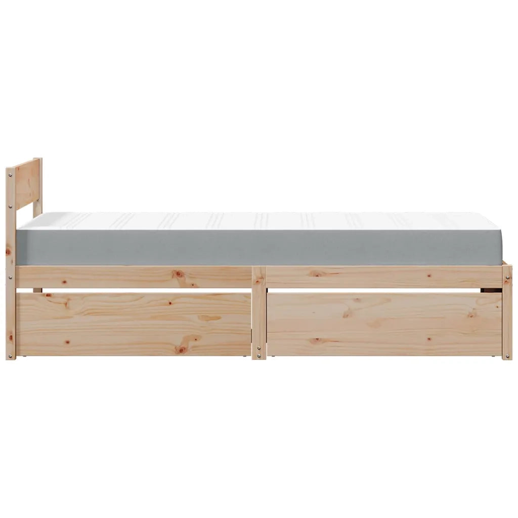 Letto con Cassetti e Materasso 90x200 cm Legno Massello di Pino 3281907