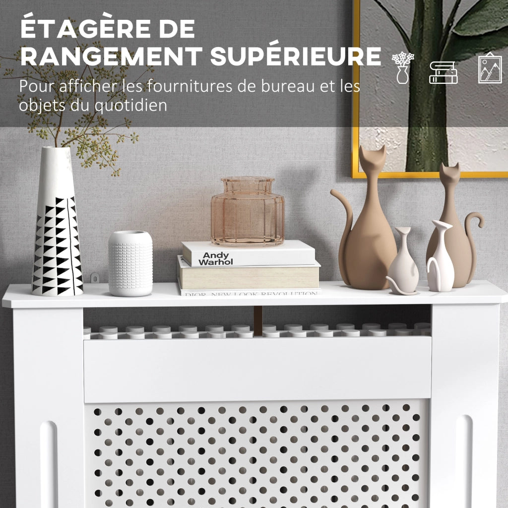 Coperchio per termosifone ¨C zephmum ¨C legno bianco 78x19x82 cm