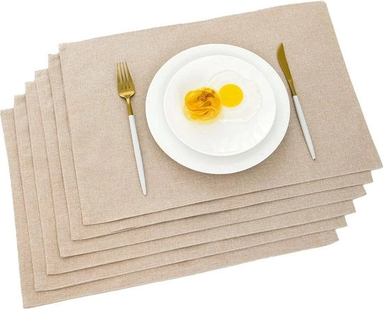 Set di 6 tappeti di tavola in tessuto lino lavabile beige