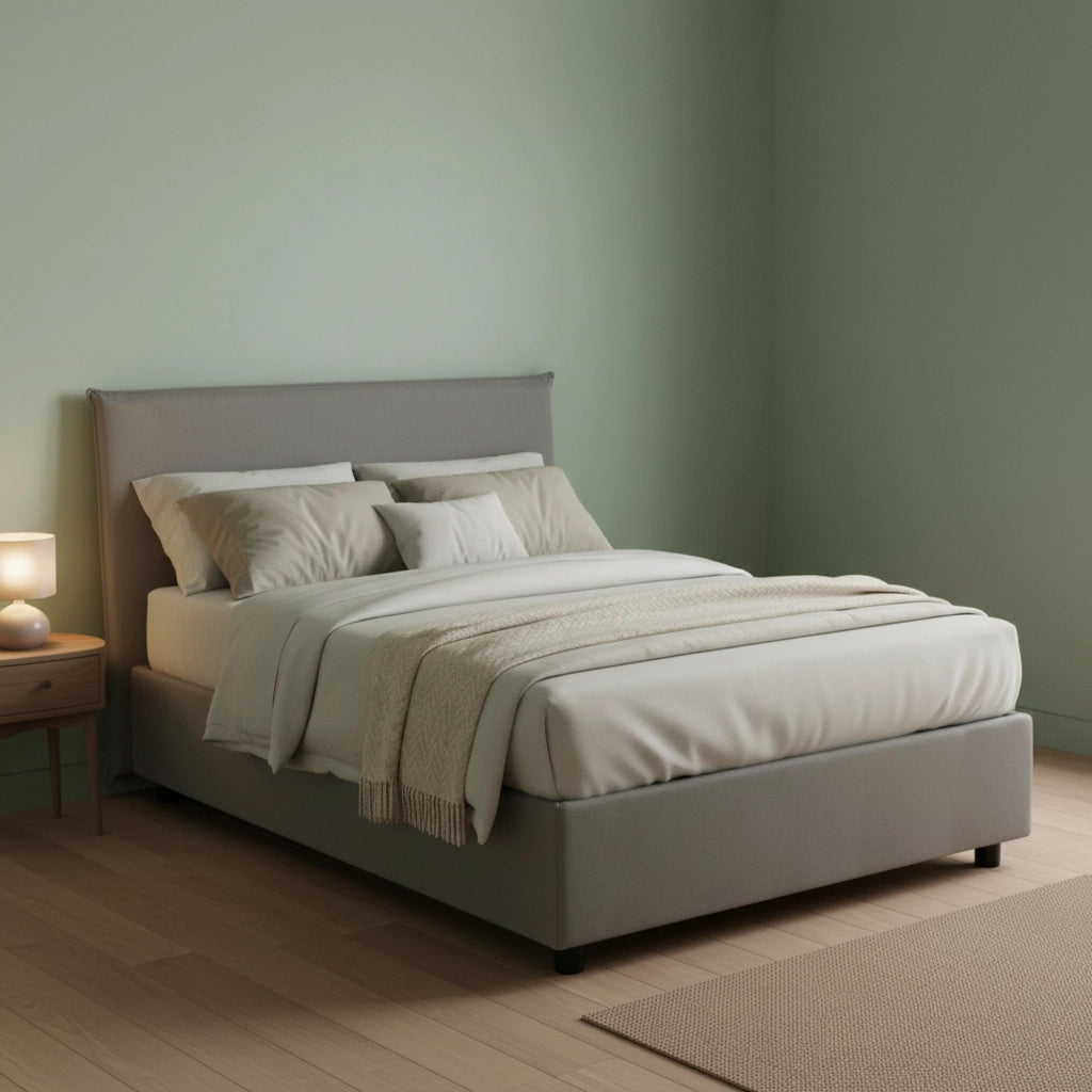 Alush, Letto Piazza e Mezza Materasso Incluso Made in Italy, Grigio