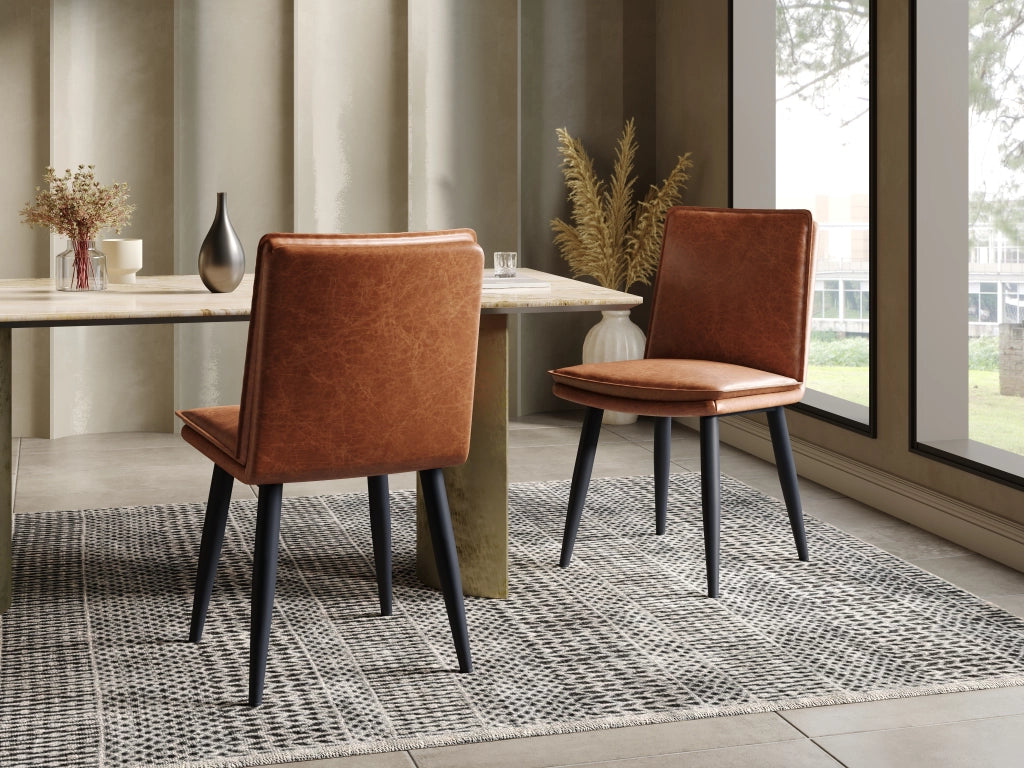 Sedia da pranzo Set da 2 con Schienale Ergonomico e Cuscino a Doppio Strato in PU Marrone