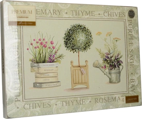 Set di piatti con disegno floreale, 4 piedini, piatti, 40 x 29 cm & Tavolo di topiaria, 43,5 x 32,5 cm