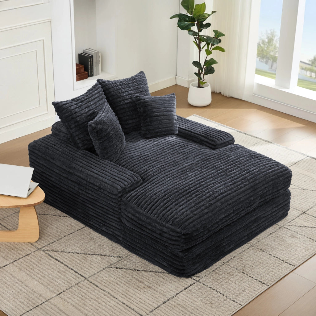 CHAISE LONGUE 137x175x63 cm in velluto a coste grigio