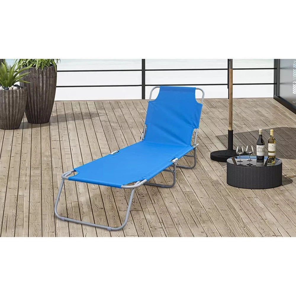 Trade Shop - Lettino Prendisole Pieghevole Senza Parasole Con Schienale Regolabile Brandina Blu 281022 -