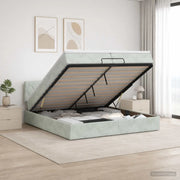Letto ottomano con materasso Grigio Chiaro 200 x 200 cm Velluto 3456651