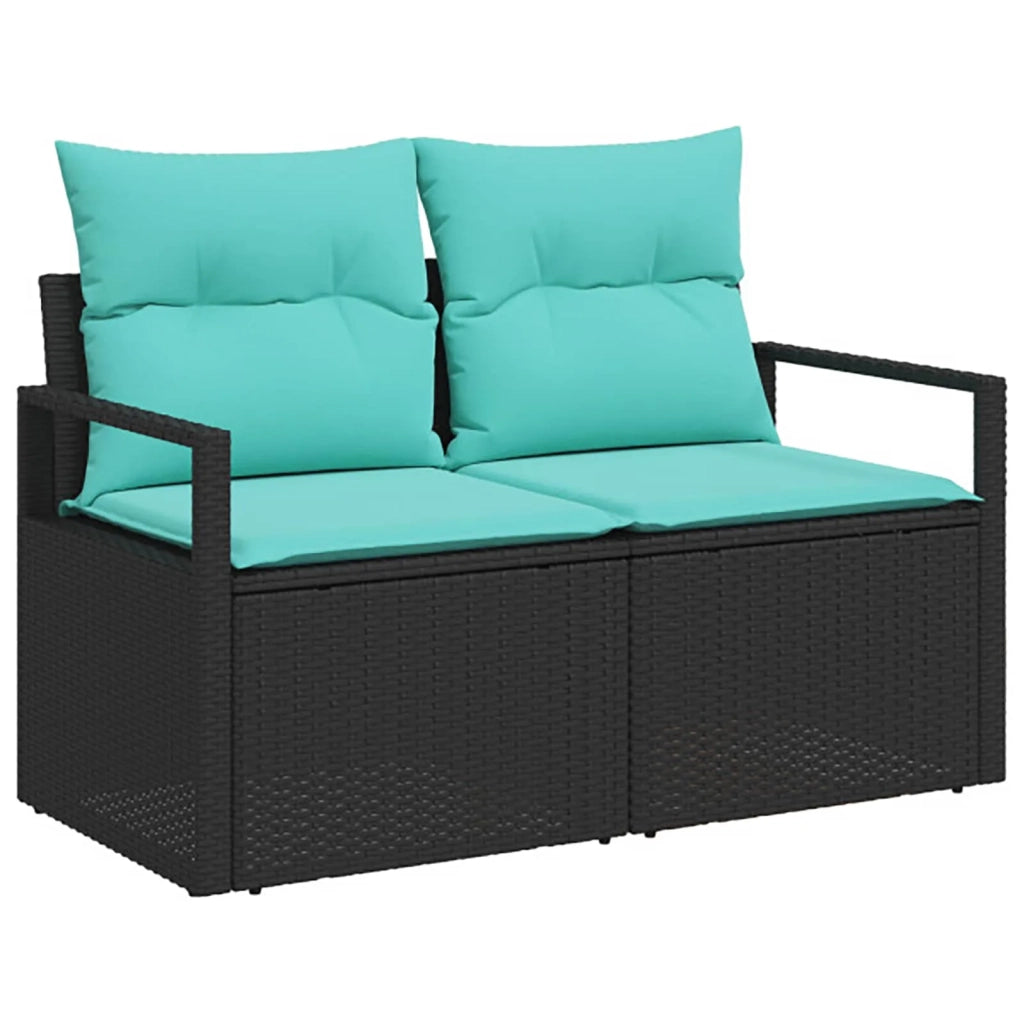 Set di divani 6 pz Nero e Blu Rattan sintetico e Acciaio 3447228