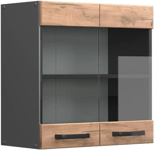 Mobile da cucina in vetro R-Line, Quercia dorata, 60 cm, per la libera combinazione all'interno di sistemi cucina modulari