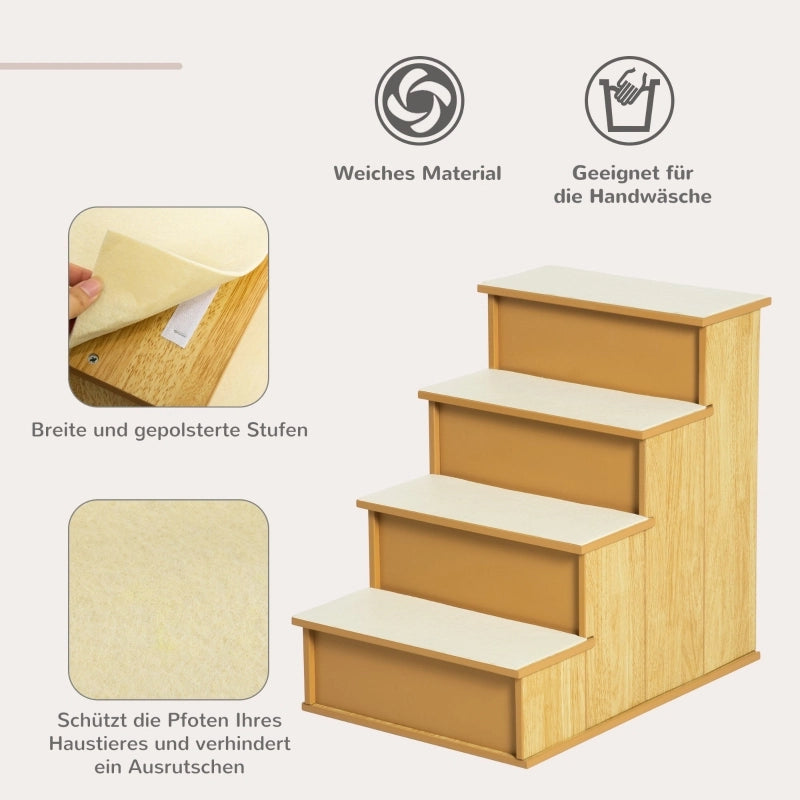SCALA PER ANIMALI 4 gradini 40x59x54,2 cm Legno naturale