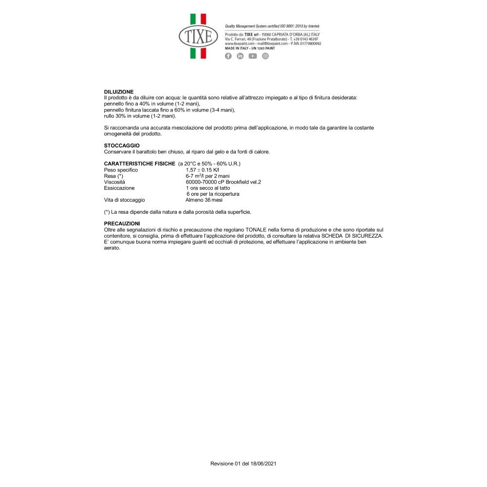 Tixe tonale 14lt idro pittura vinilica bianca opaca lavabile interni