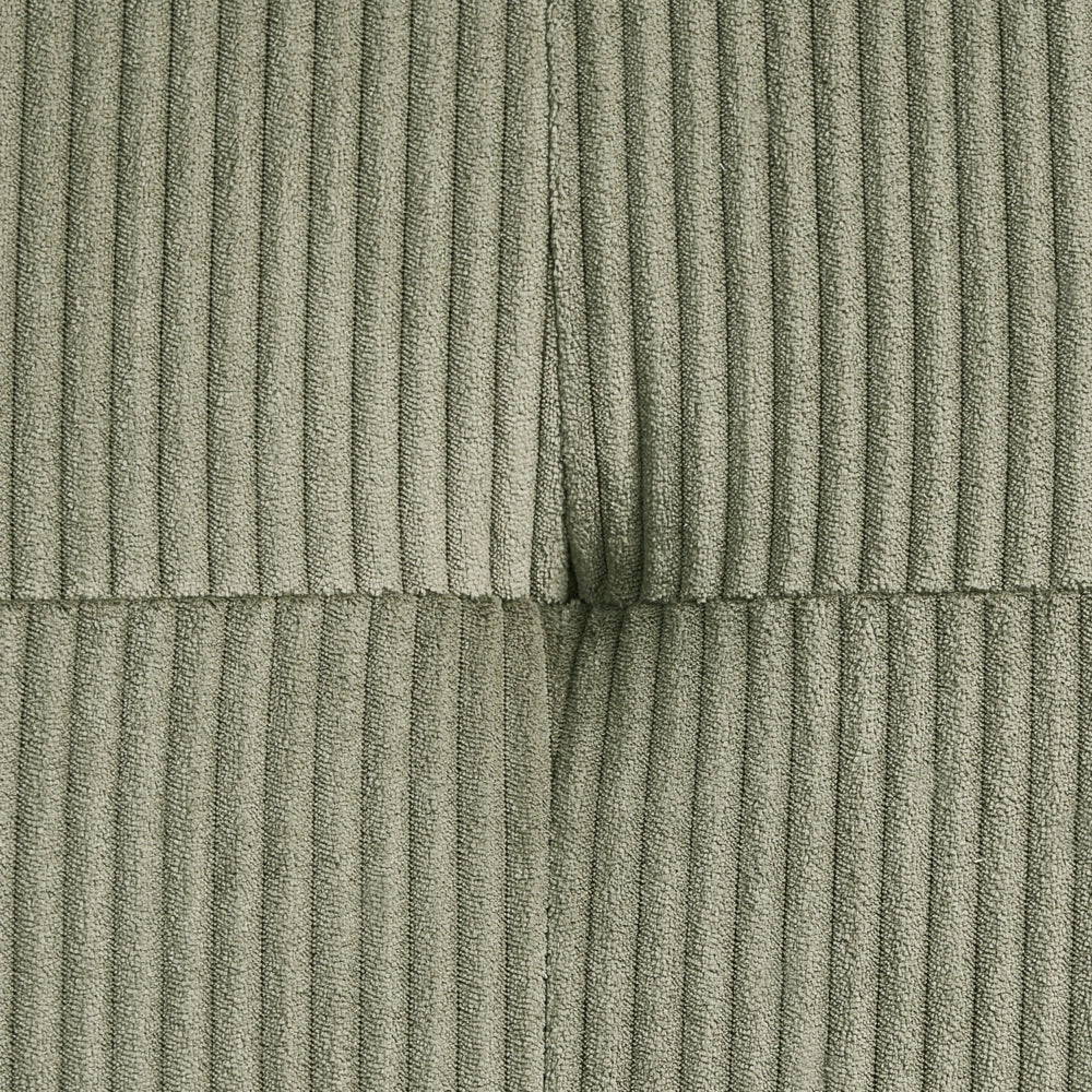 Chaise longue con rivestimento in velluto a coste verde trapuntatura a bottoni, senza braccioli, design moderno per soggiorno