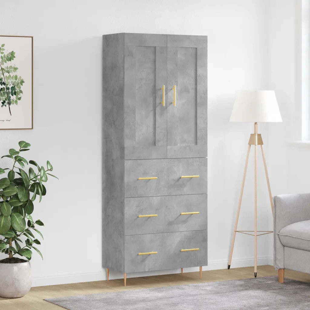 Credenza Grigio Cemento 69,5x34x180 cm in Legno Multistrato 3199741