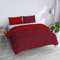 Copripiumino Singolo con Sacco e Federe in Tinta Unita Double Face Linea Vera Bordeaux e Rosso