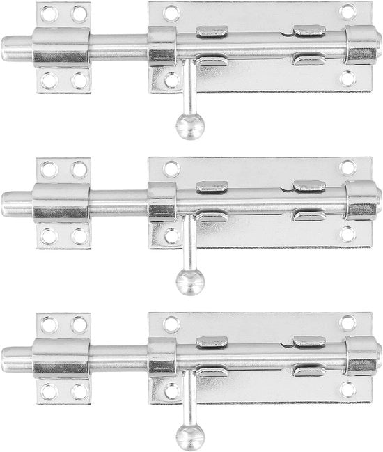 Boutslot 15 cm - Acciaio Inox - 3 Pezzi - Maniglia D'Angolo Argentata - Installazione Facile - Duraturo e Affidabile - Maniglie Per Porta