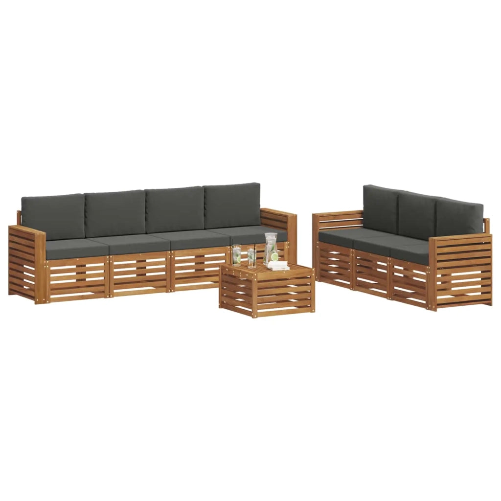 Set divani 8 pcs Naturale e Antracite Legno di Acacia Massello 3374497