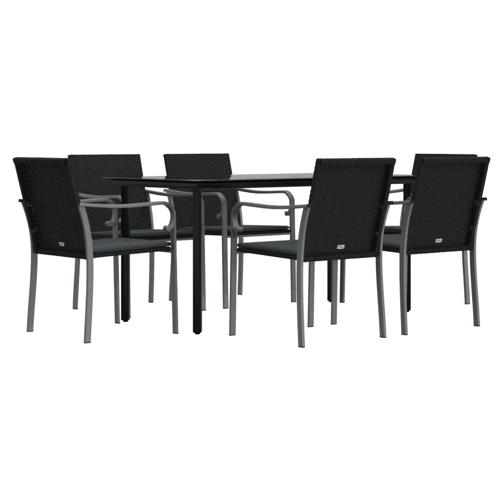 Set Pranzo da Giardino 7 pz con Cuscini in Polyrattan e Acciaiocod mxl 76615