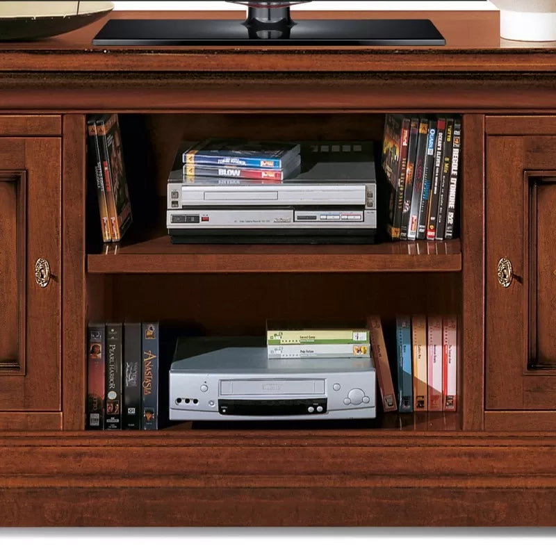 Porta tv 2 porte classico intarsiato legno tinta noce 130x50x60 - Mobili 2G