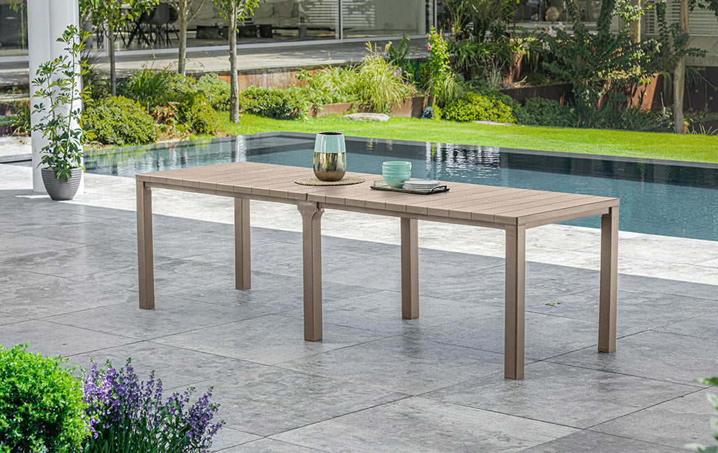 Tavolo Doppio da Giardino 295x90x74,5 cm in Resina Keter Kulie Double Cappuccino