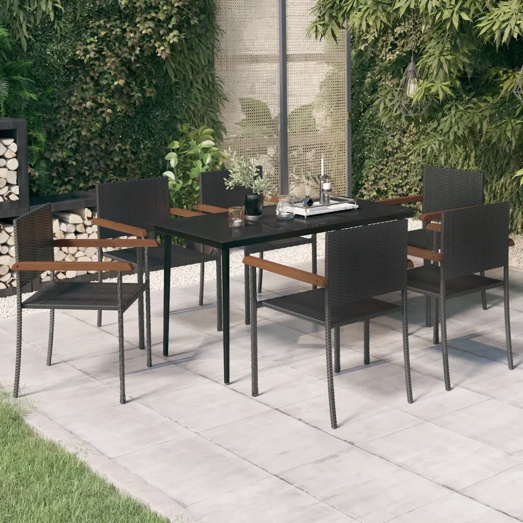 Set da Pranzo da Giardino 7 pz Nero 3099422