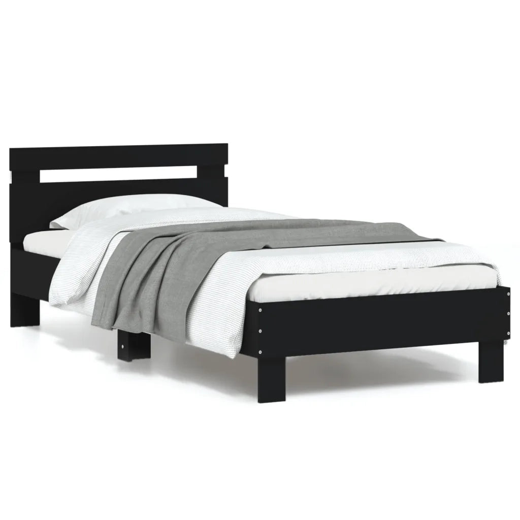 Giroletto con Testiera e LED Nero 90x200 cmcod mxl 134677