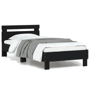 Giroletto con Testiera e LED Nero 90x200 cmcod mxl 134677