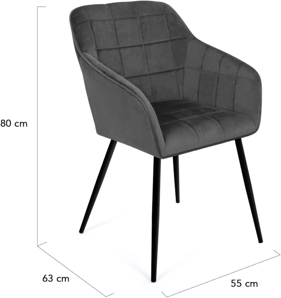Set di 2 sedie MADY in velluto grigio con braccioli