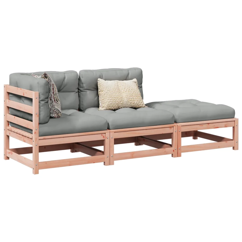 Set Divani Giardino 3 pz Cuscini Legno Massello Abete Douglas 3295833