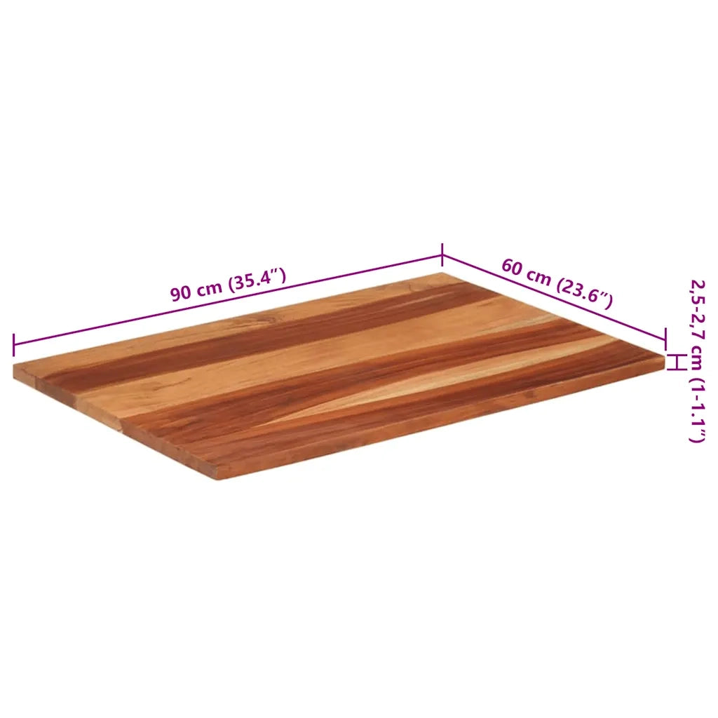 Piano Tavolo in Legno Massello di Acacia 25-27 mm 60x90 cm 285991