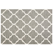 Tappeto Grigio Lana 140 x 200 cm Traliccio Quadrifoglio Trapuntato a Mano Orientale Trifoglio Marocchino