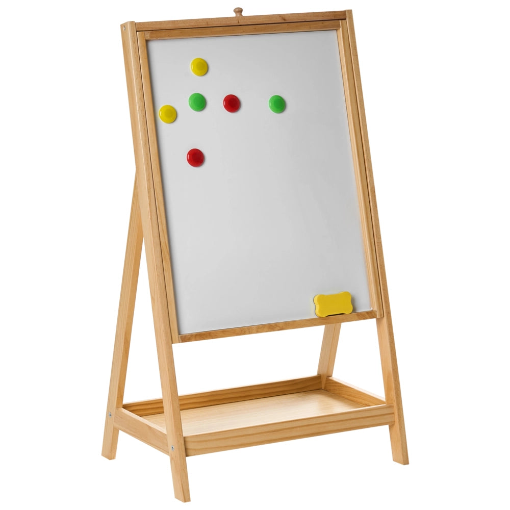 Lavagna magnetica bifacciale in legno di pino marrone chiaro per la cameretta dei bambini Imparare giocando.