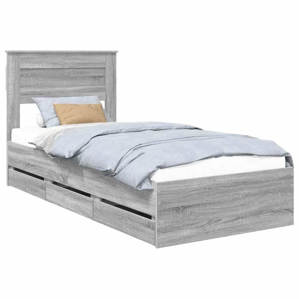 Struttura del letto con cassetto Grigio Sonoma 90 x 190 cm 3409877