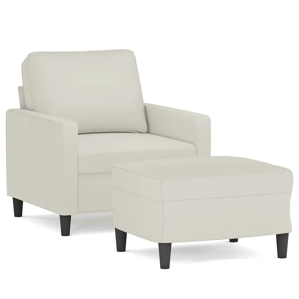 Poltrona | Sedia Relax con Poggiapiedi Crema 60 cm in Velluto
