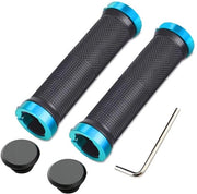 Manubri per bicicletta con gomma antiscivolo - slot doppio - colore blu - per biciclette da mountain bike e BMX - 2 pezzi