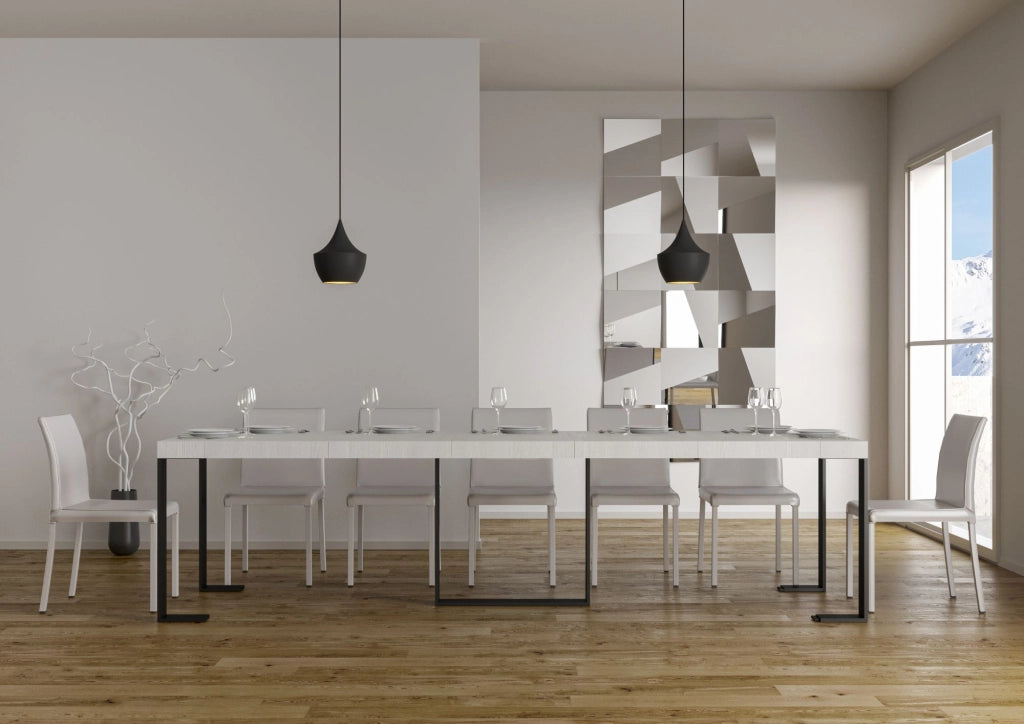 Consolle Allungabile 90-300x40x77 cm in Nobilitato Bianco