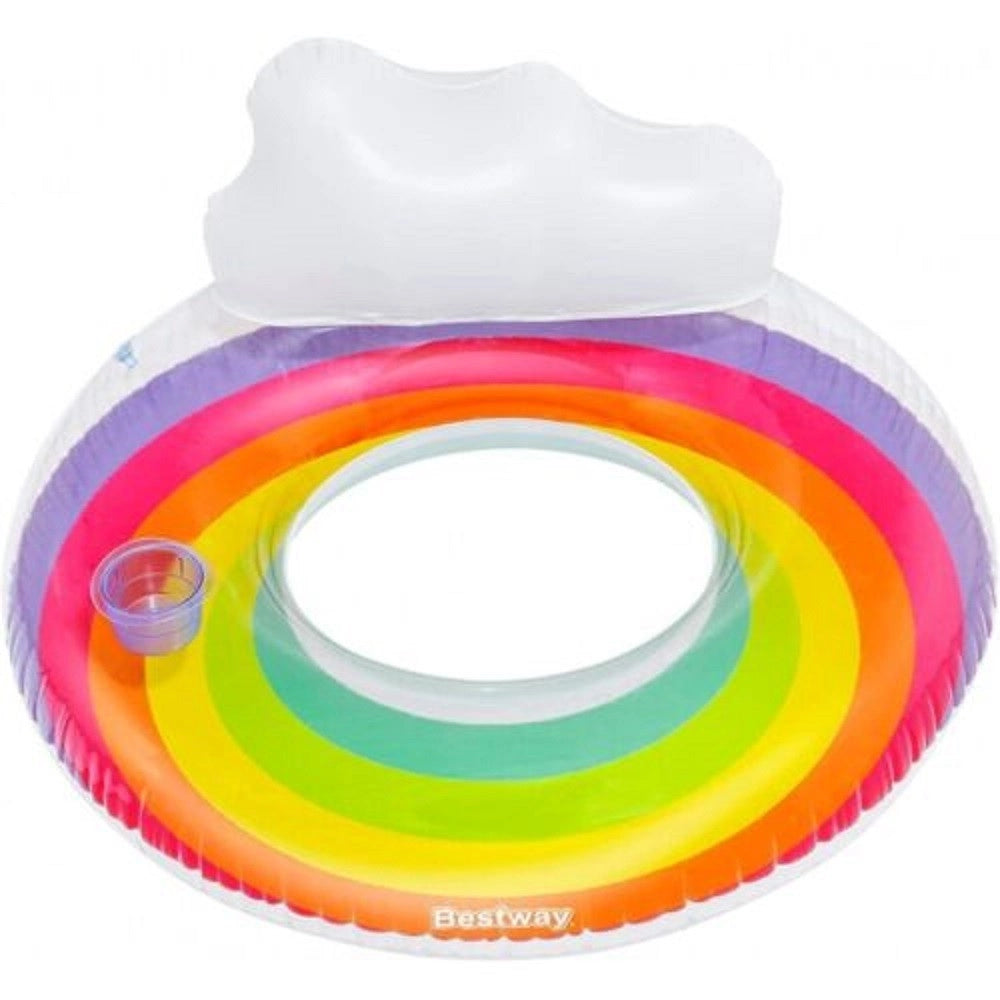 Trade Shop - Poltrona Gonfiabile Con Schienale Portabicchiere Fashion Rainbow Dream 107cm 43647 -