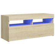 Mobile TV multimediale mensola TV credenza mobile TV per sala da pranzo soggiorno camera da letto con luci LED rovere Sonoma 90 x 35 x 40 cm marrone 02_0026792