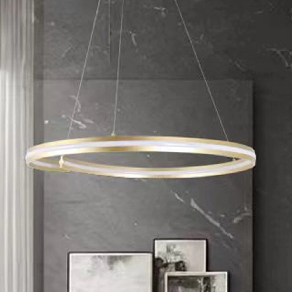 Trade Shop - Lampadario Led Moderno A Semicerchio 100w A Sospensione Luce 6500k 70cm Oro 33443 -