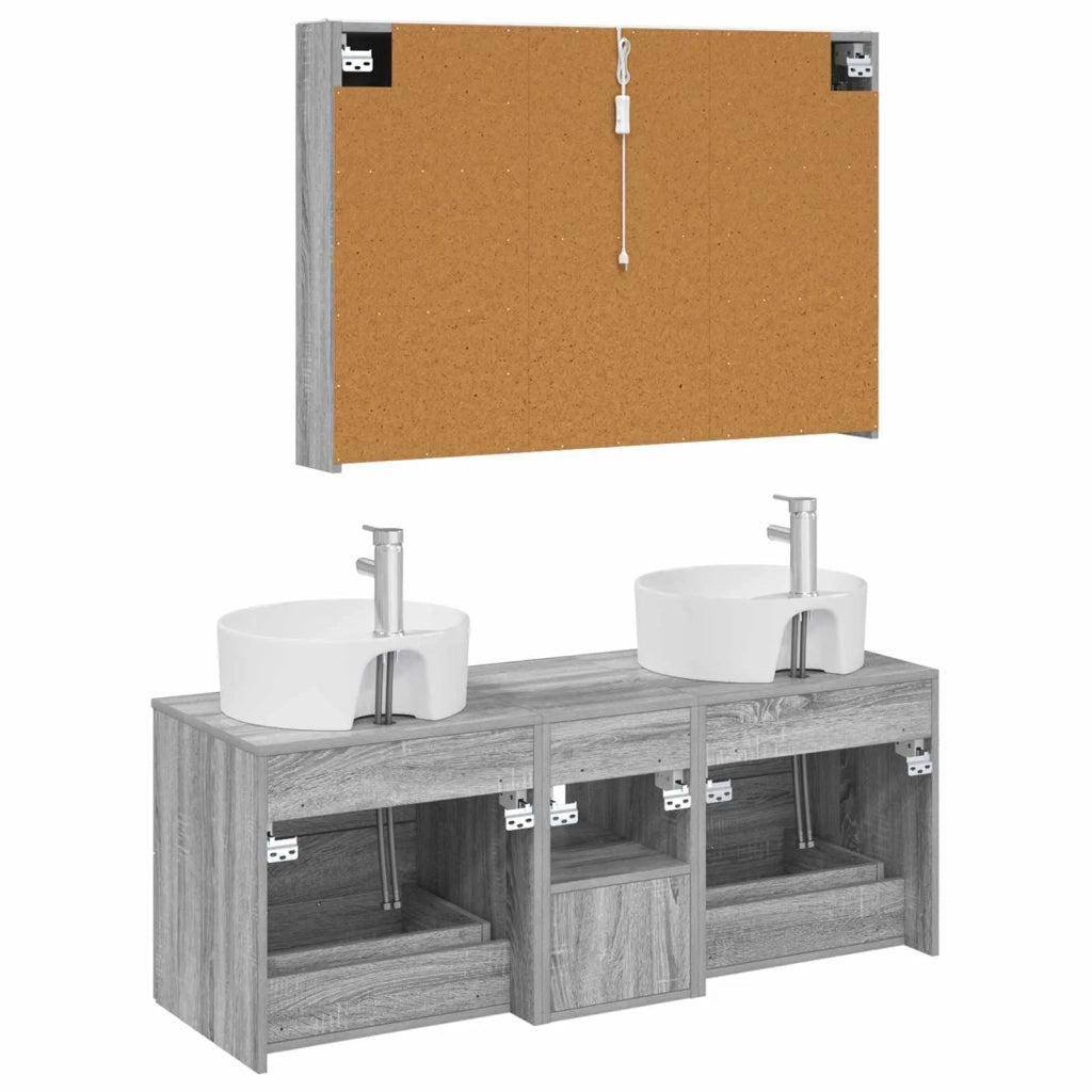 Set di mobili per il bagno 4 pcs Sonoma grigio 3406908