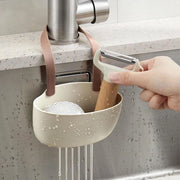Kit di scarico cucina Allecto plus - Sostegno da appendere per scarico con maniglia a spugna e cinture rimovibili in marrone