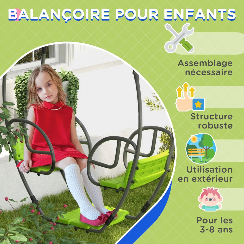 Altalena per Bambini ¨C Zephmum ¨C Struttura in Metallo Verde 110.5x40.5x180 cm