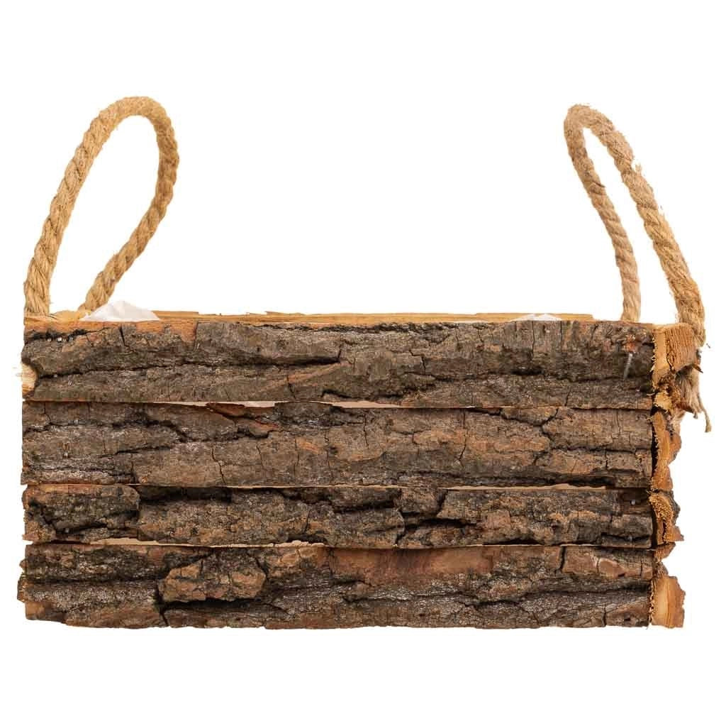 Cesto in legno con manici marroni 25x25x11h