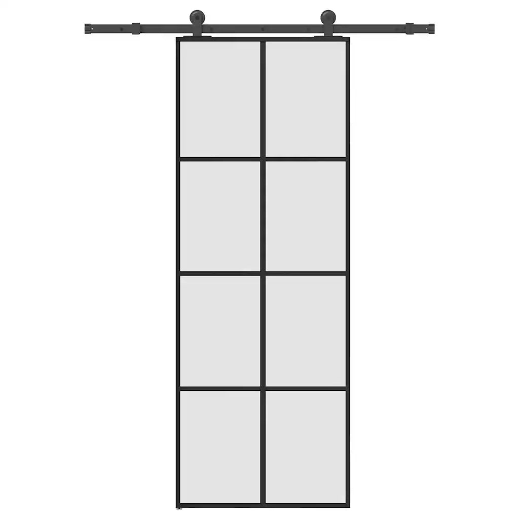 Porta Scorrevole con Ferramenta 76x205cm Vetro ESG Alluminio 3332886